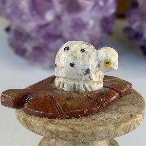 Mini Ladybug Stone Carving Soapstone Figurine Carved Ladybird Insect Bug on Leaf